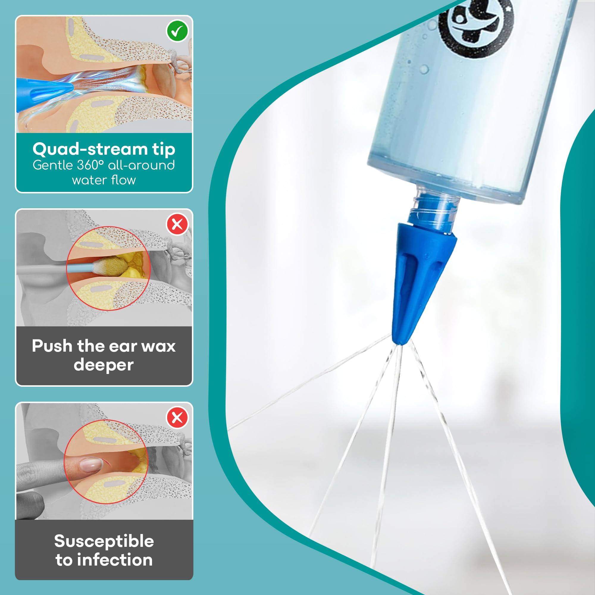Medi Grade Medi Grade Ear Syringe Ear Wax Removal Kit with 3 Quad-Stream Tips - Ear Irrigation Flushing System - Ear Wax Cleaner to Improve Hearing Clarity and Aural Hygiene - Large Ear Wax Syringe - 2.03 fl oz