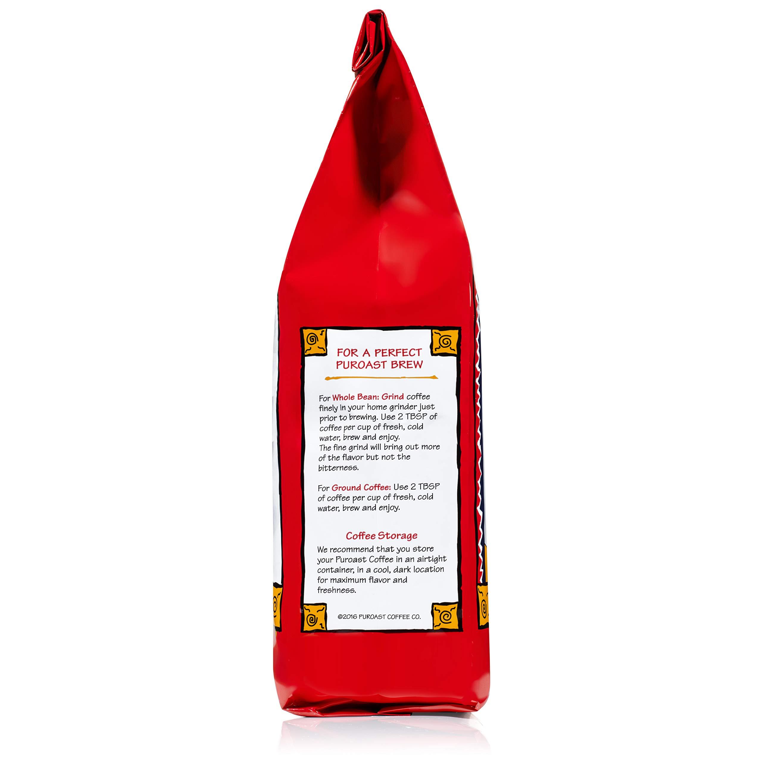 Puroast Low Acid Coffee Puroast Low Acid Coffee Half Caff | Half Caff Decaf French Roast Whole Bean | Dark Roast | High Antioxidants & High pH |No Bitter Aftertaste | Reduced Heartburn & GERD | Suitable for Cold Brew - 2.2 LB