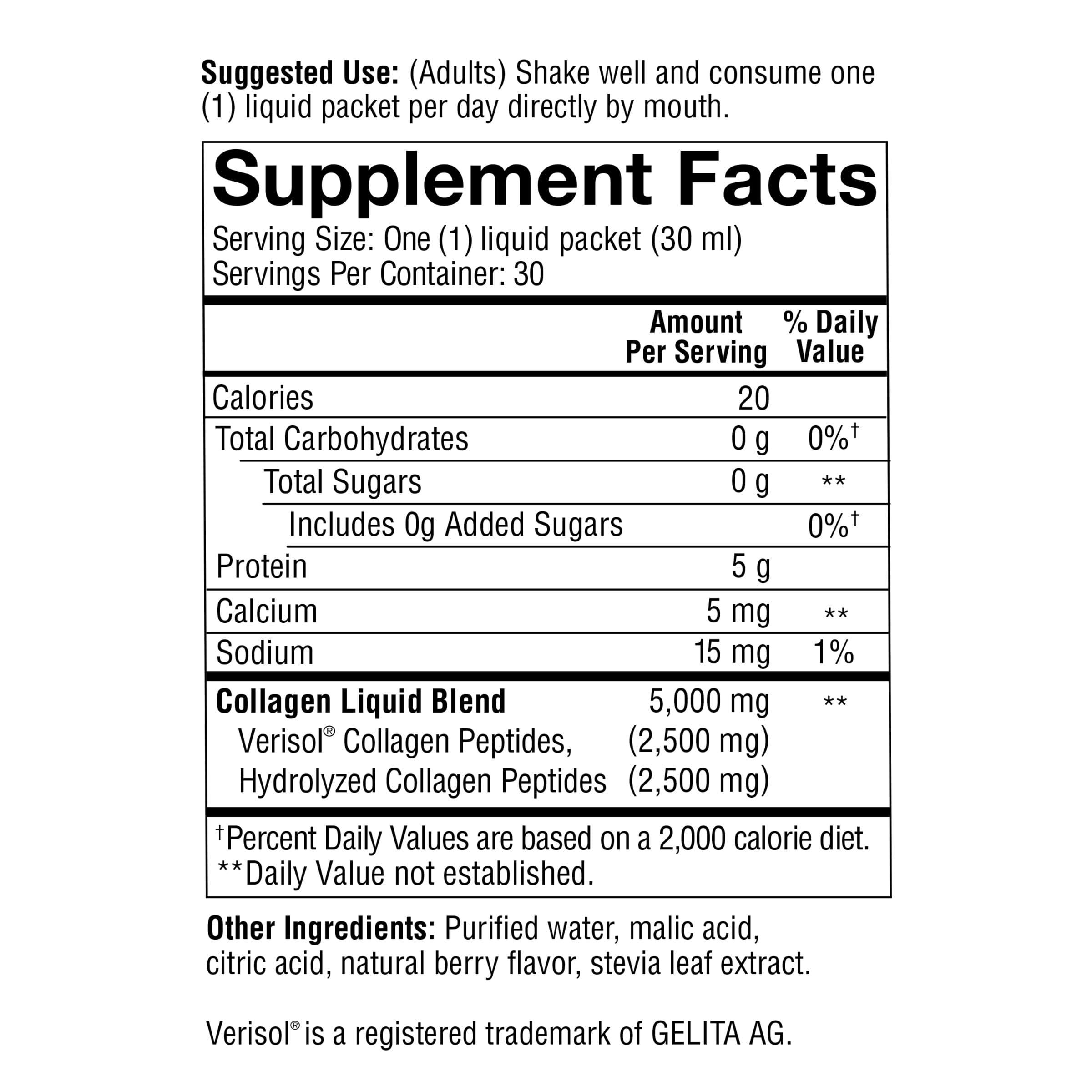 Youtheory Youtheory Collagen Liquid, Revitalizes Skin, Hair and Nails, Berry Flavor, 30 Packets