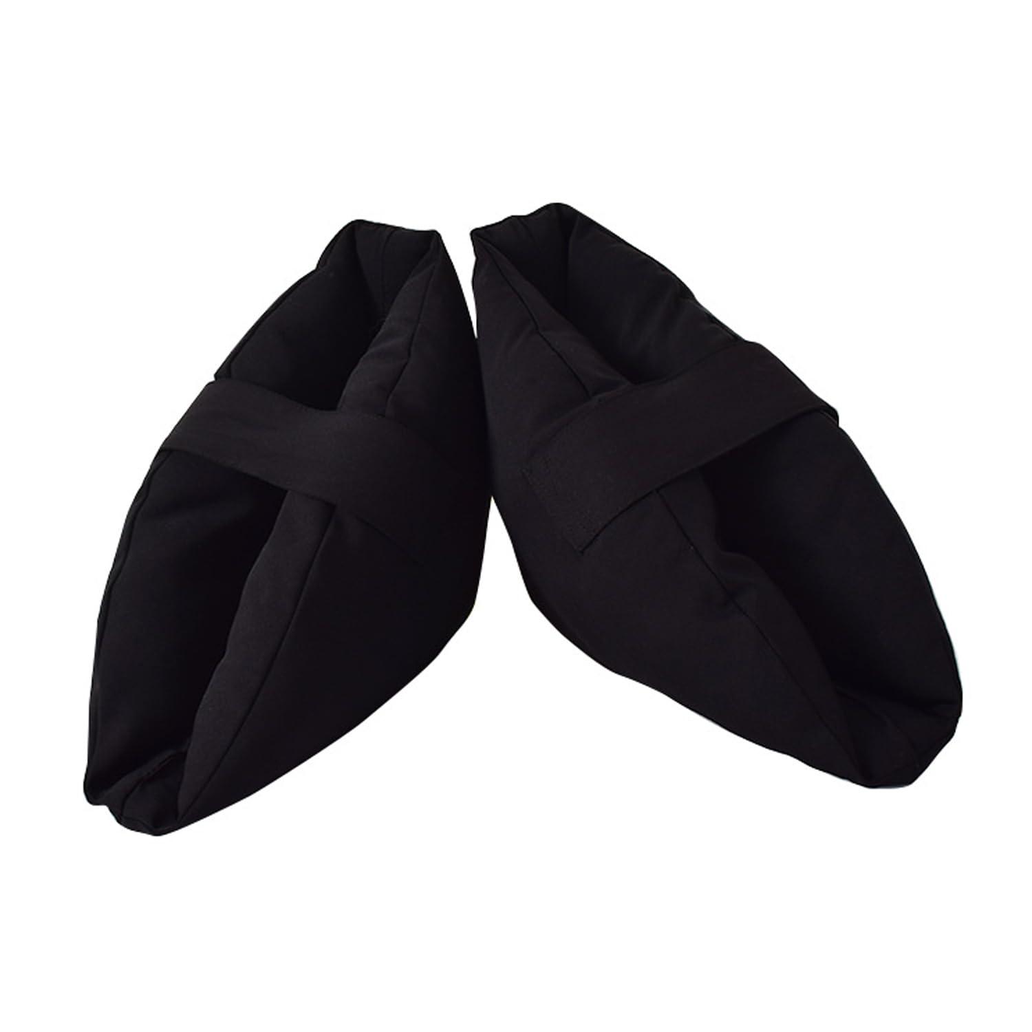 BXT Heel Protectors Cushion Against Bed Pressure Sores Ulcers, Comfort Feet Pillow Pads Heel Pain Relief, for Bedridden Elderly in Bed/Wheelchair, Black, One Pair