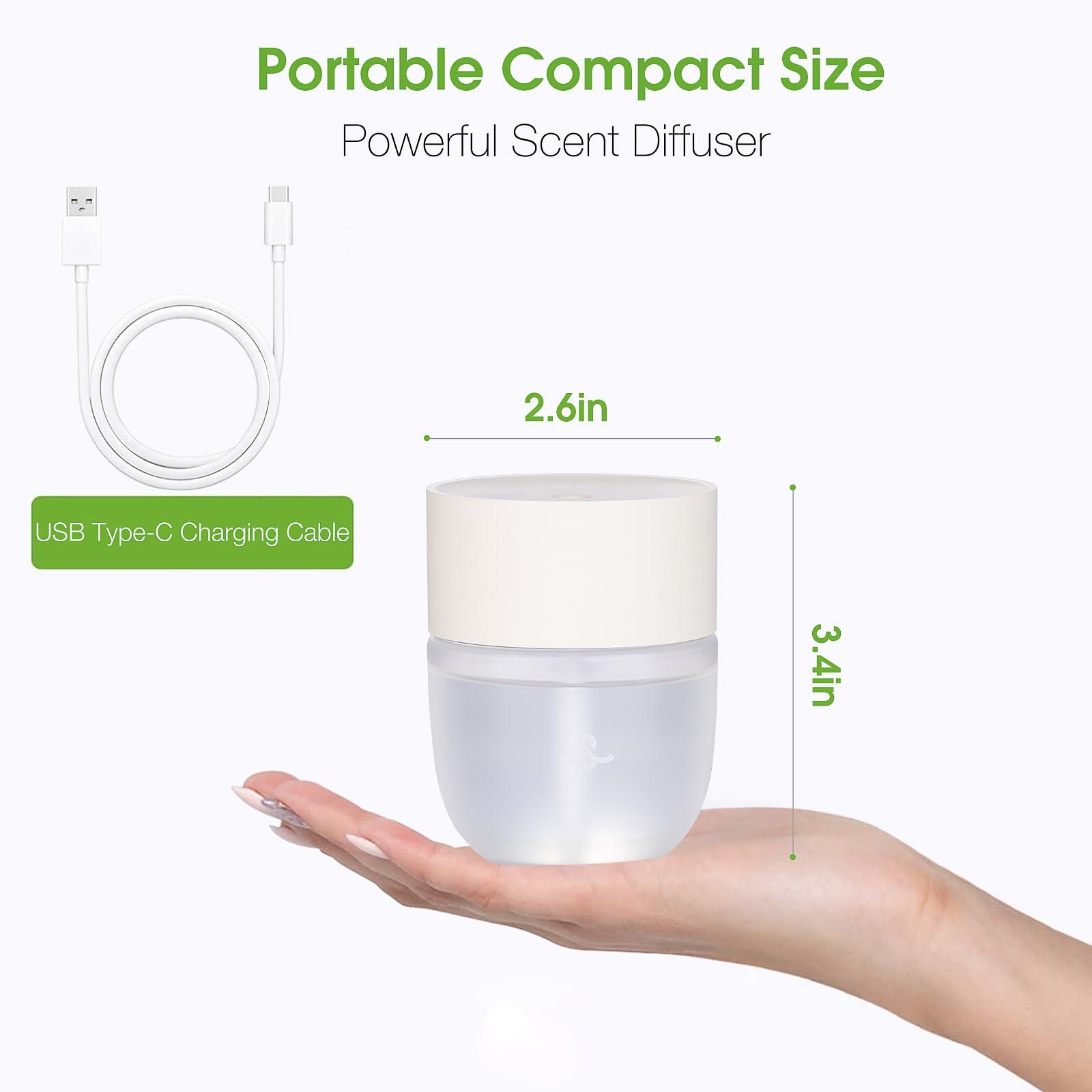 Snubor Generic Waterless Diffuser Mini Portable Scent Dispenser, Cordless Diffusers, Smart Aromatherapy Nebulizing Diffuser, 3 Spray Modes for Home Office Car (Exquisite Cypress, White1 Table-Mounted)