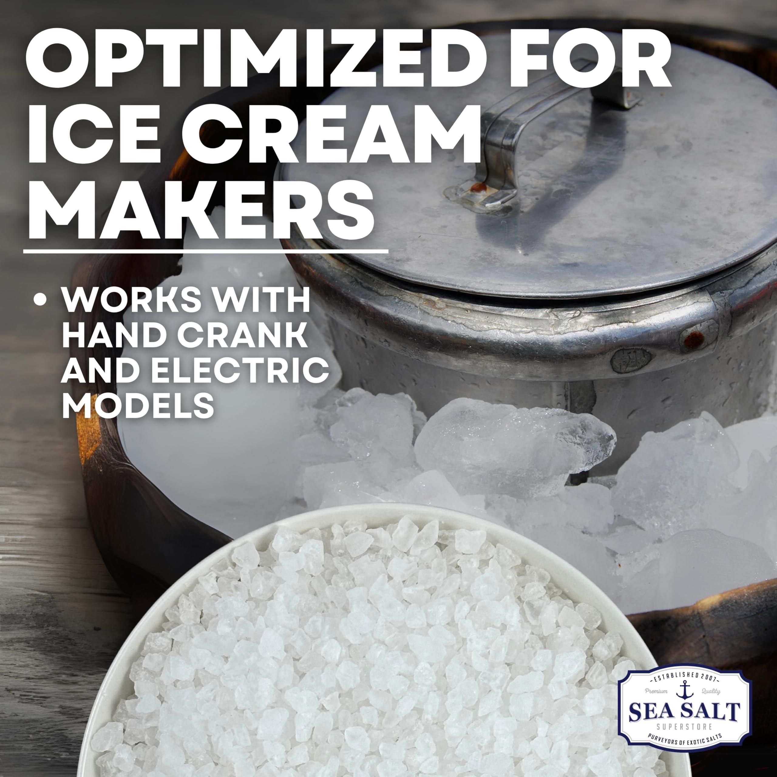 Sea Salt Superstore Ice Cream Salt, Rock Salt for Ice Cream Making, Universally Compatible Coarse Sea Salt and Non-Iodized Salt for All Ice Cream Maker, 10 lb (5 lb 2-Pack) Bags, Sea Salt Superstore