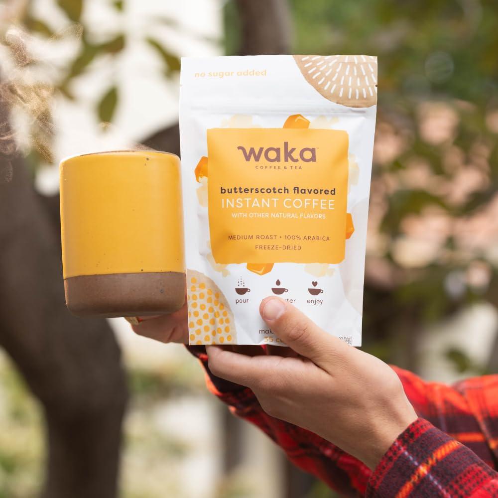 Waka Coffee Waka, Premium Black Tea Powder, Premium Instant Chai Tea, Premium Butterscotch Instant Coffee, Bulk Bags Bundle
