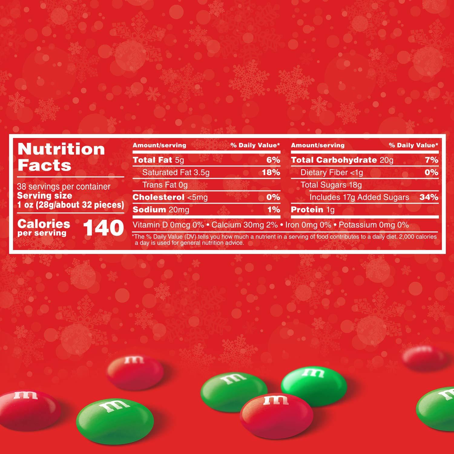 M&M\'s M&M\'S Milk Chocolate Red & Green Christmas Candy Bulk Assortment, 38 oz Resealable Bag