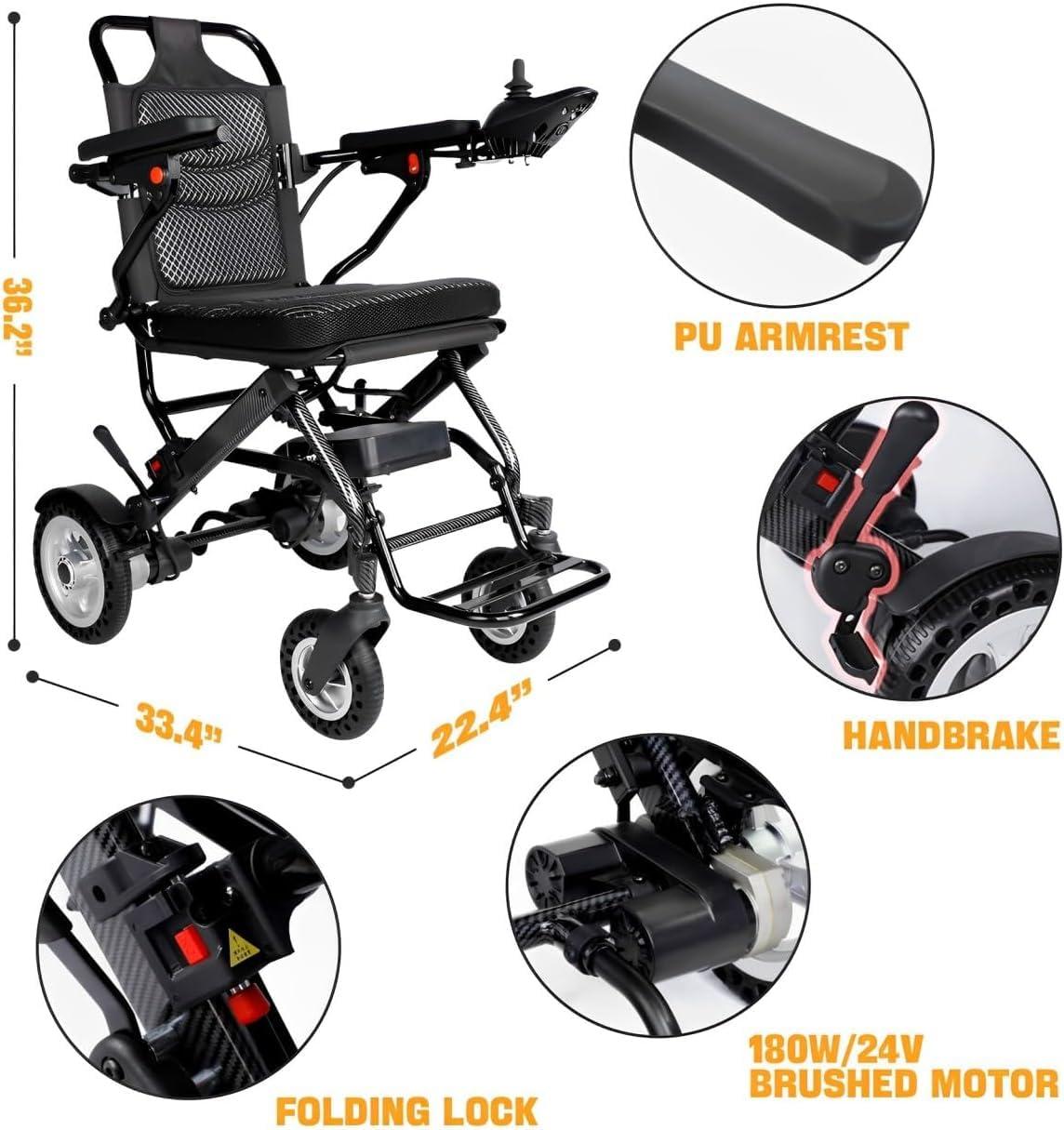 loktch Lightweight Electric Wheelchair for Adults27lb Lightweight Electric Wheelchairs for Adults,15 Miles Long Range Power Wheelchair Intelligent Motorized Wheelchair for Seniors All Terrain Wheelchairs