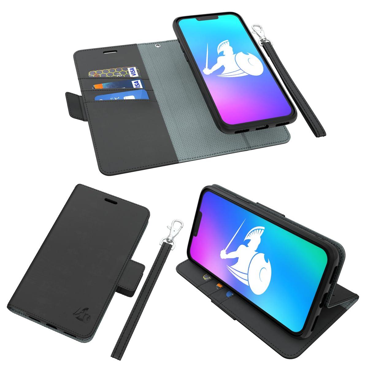 DefenderShield DefenderShield EMF Protection & 5G Anti Radiation iPhone 14 Pro Case - RFID Blocking EMF Shield Detachable Wallet Case with Magnetic Closure (Black)