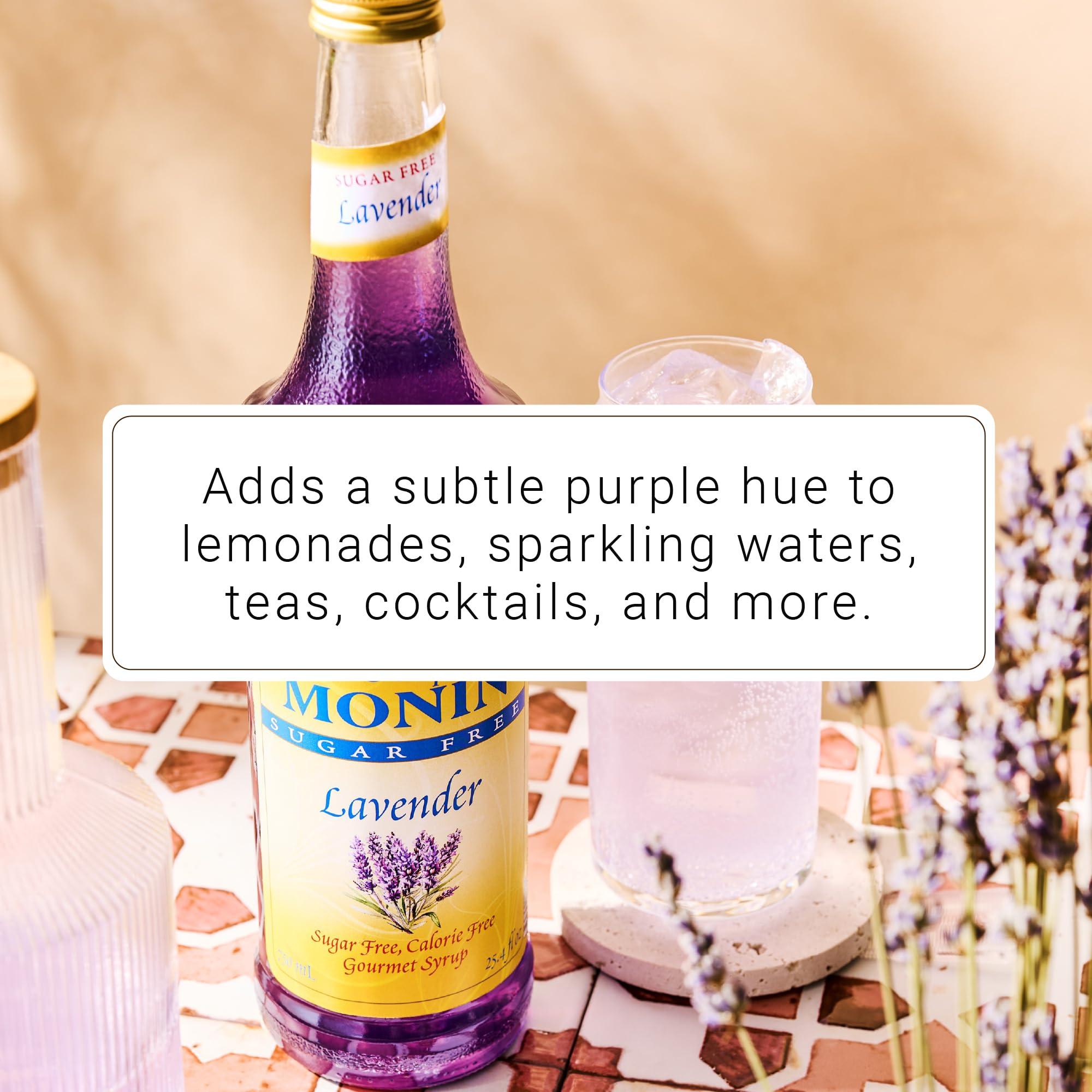 Monin Monin - Sugar Free Lavender Syrup, Aromatic and Floral, Natural Flavors, Great for Cocktails, Lemonades, and Sodas, Non-GMO, Gluten Free (Plastic, 1 Liter)