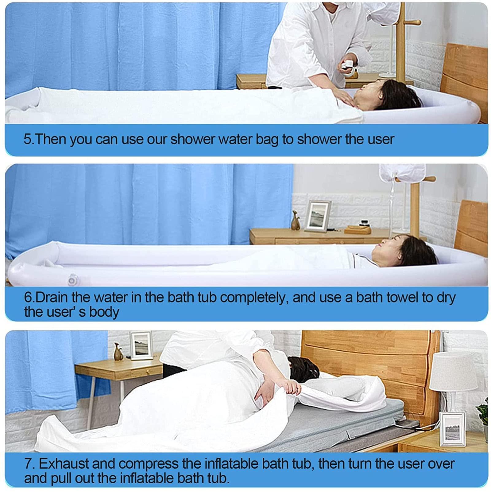 CEEBUS CEEBUS Medical Inflatable Bathtub Shower Bath Basin Kit with Electric Air Pump, Portable PVC Shower Bathtub System Bath in Bed for Elderly, Disabled, Bedridden Patients, Handicapped