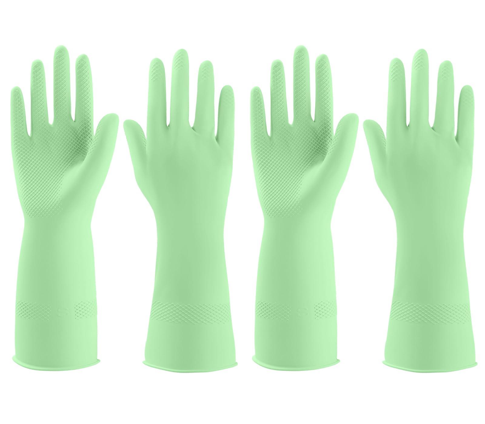 IUCGE IUCGE Rubber gloves cleaning for Household 2 Pairs,Dishwashing gloves for Kitchen dish gloves,Reuseable.(L,Green)