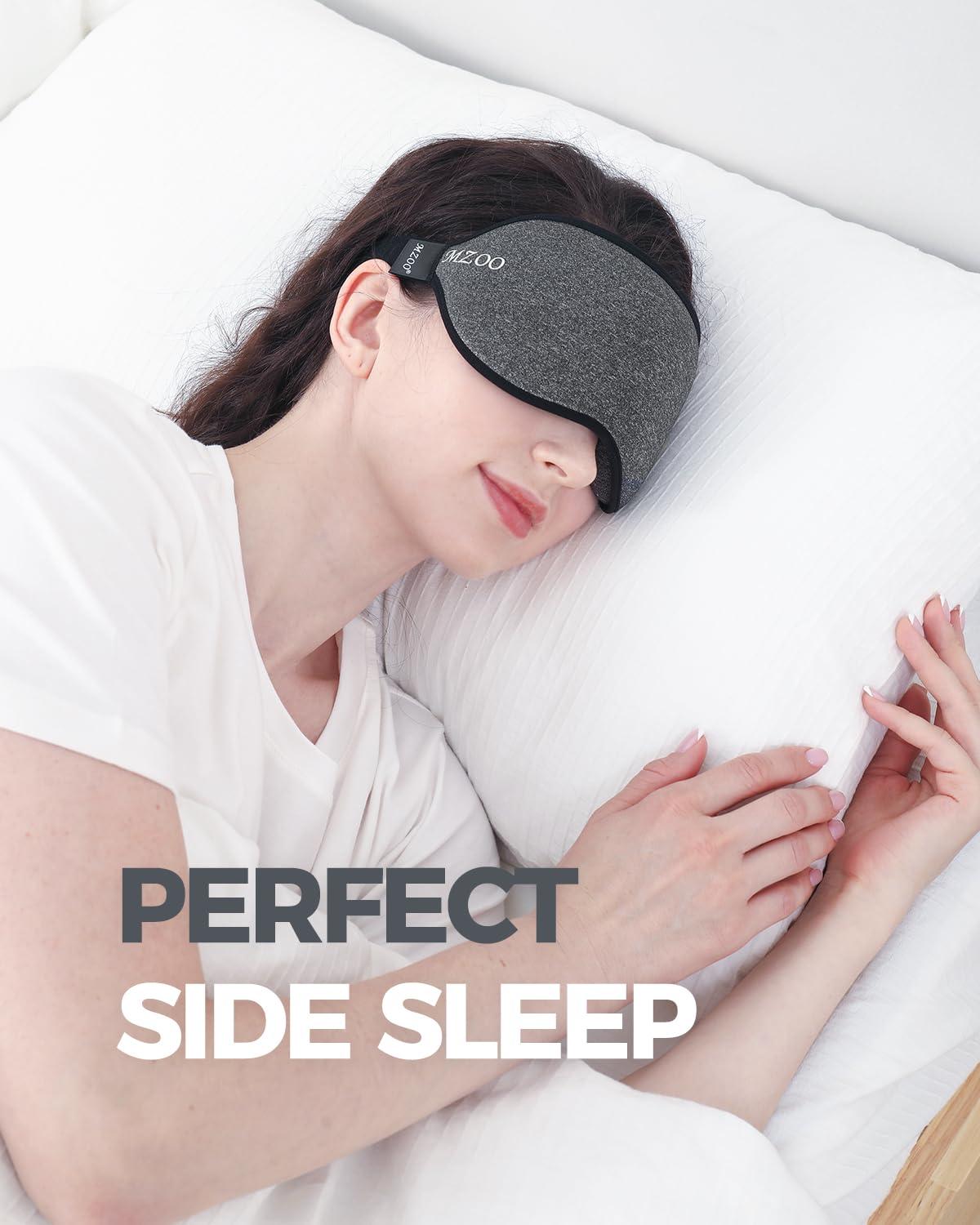 MZOO MZOO Luxury Sleep Mask for Back and Side Sleeper, Completely Block Out Light Sleeping Eye Mask for Women Men, Zero Eye Pressure 3D Contoured Night Blindfold, Breathable & Soft Eye Shade Cover
