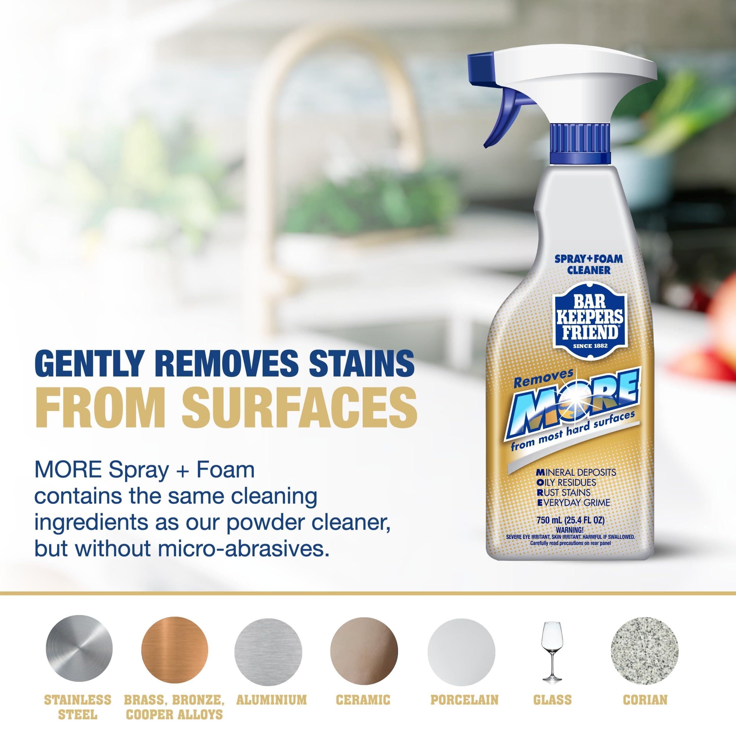 Bar Keepers Friend Bar Keepers Friend Soft Cleanser (13 oz) and MORE Spray + Foam (25.4 oz) Multipurpose Cleaner Bundle, Stain & Rust Remover for Multi Surface Bathroom, Kitchen & Outdoor Cleaning