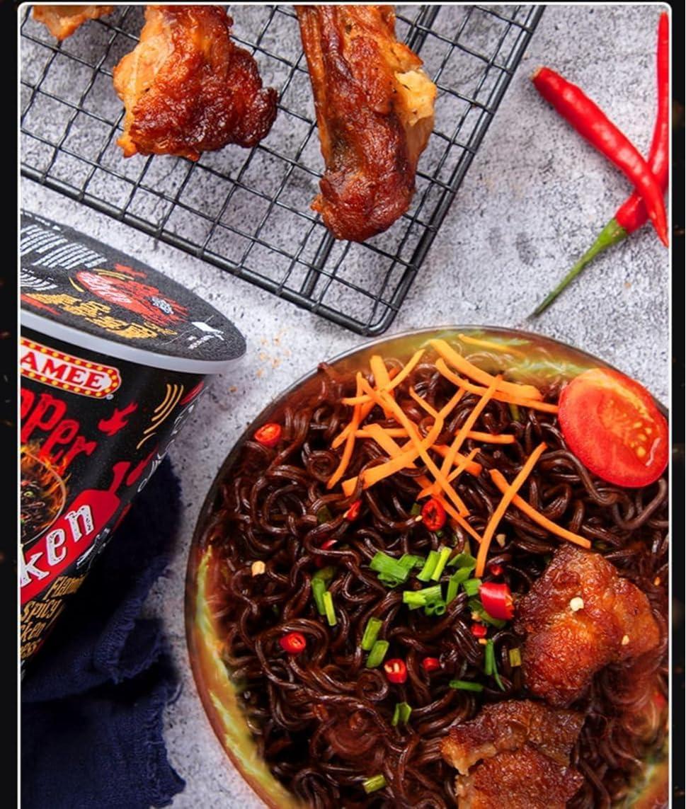 ZAOIAN Ghost Pepper Noodles Spicy Dry Mixed Noodles 80g/barrel, 1 Million Spiciness, Black Noodles, Hot Pepper Spicy Instant Dry Mixed Noodles, Super Spicy Instant Noodles, Cup Noodles (2 buckets)