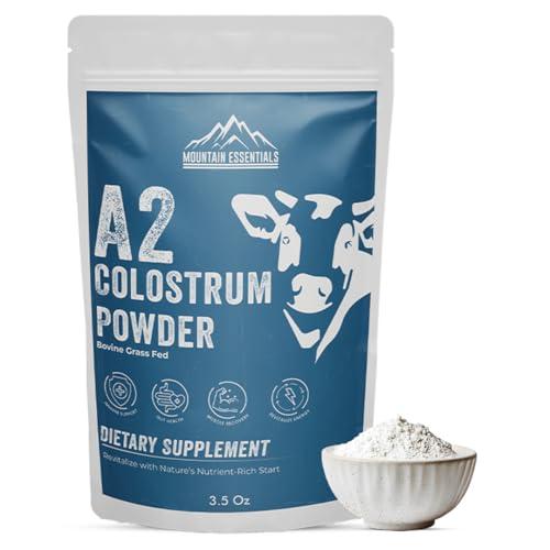 MOUNTAIN ESSENTIALS Freeze Dried A2 Colostrum Powder 3.5 Oz Bovine Grass Fed, Gluten Free, Non-GMO, Sugar Free with 1 Year Shelf Life 50 Servings | Dietary Supplement Immune Support, Gut Health, Muscle Recovery 1 Pack