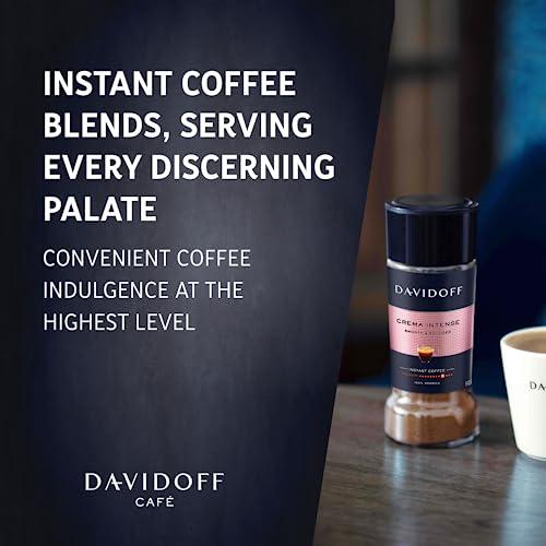 DAVIDOFF DAVIDOFF Crema Intense Instant Coffee - Smooth and Rounded - Full-body. Delicate Aroma and Elegant Acidity - 100% Arabica Beans - 9/12 Intensity. 10/12 Roasting. 4/12 Acidity - 2 x 3.17 oz