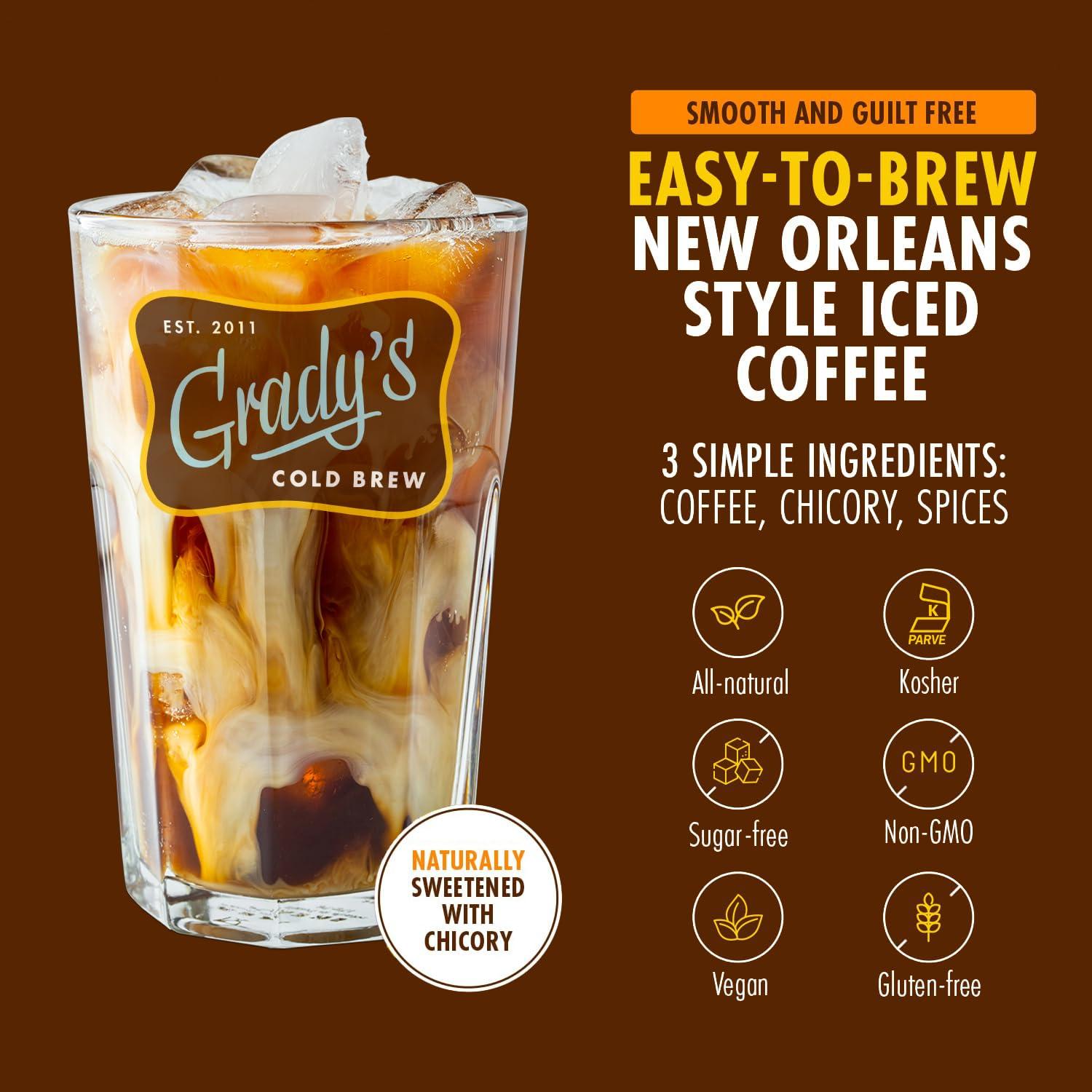 Grady's Cold Brew GRADYS COLD BREW Coffee Pouches | French Vanilla Coffee | 100% Arabica Ground Coffee & Chicory | SIX Bundles of 4 Easy-to-Brew Bean Bags | Makes 72 drinks
