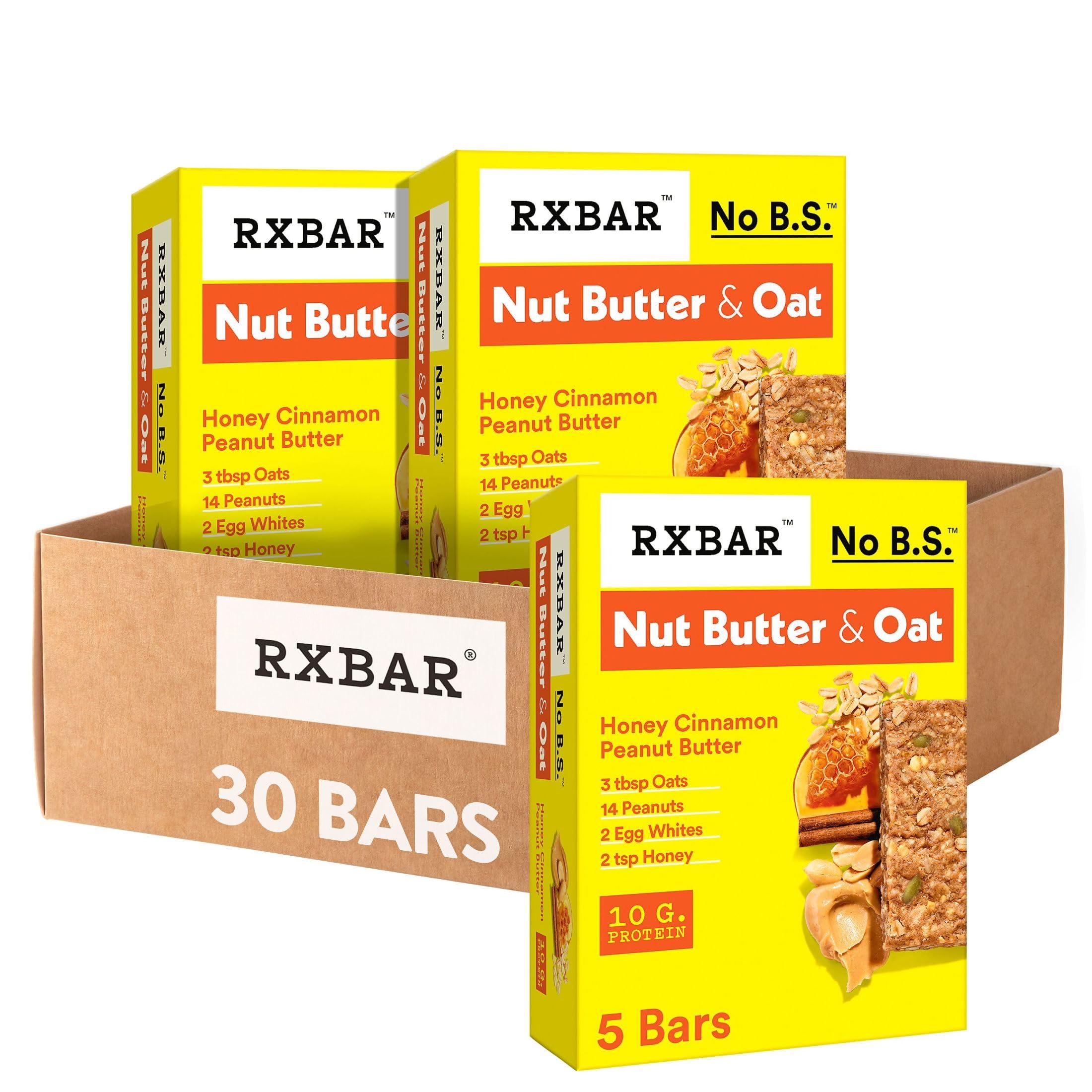 RXBAR RXBAR Nut Butter and Oat Protein Bars, Protein Snacks, Snack Bars, Honey Cinnamon Peanut Butter (6 Boxes, 30 Bars)