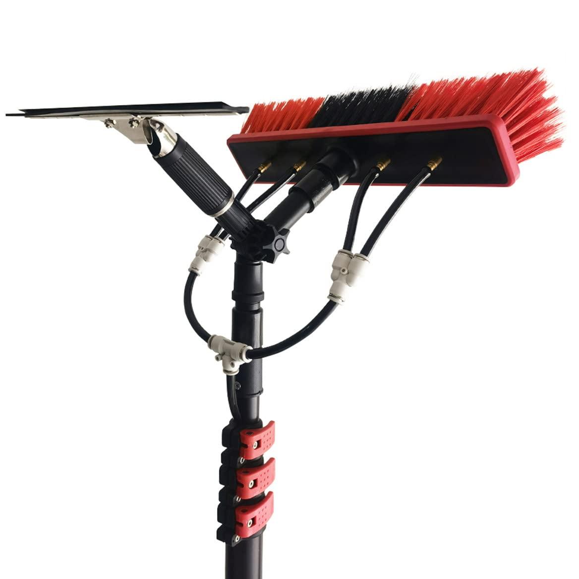 ELBLUS ELBLUS Water Fed Pole Kit, Water Fed Brush w/Squeegee, 3.6-10.8M Window Cleaning Pole Water Fed Pole Kit, Cleaning Tool for Window Glass, Solar Panel,24FT/7.2M
