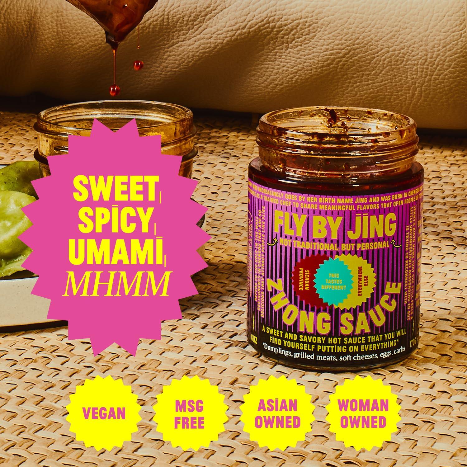 FLYBYJING FLYBYJING XL Spicy Sweet Chili Sauce - Perfect for Noodles, Meats, Veggies, and Dumplings - All-Natural and Vegan Zhong Sauce, Use as Marinade and Glaze, 6oz (Pack of 1)