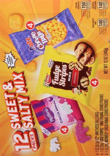 Keebler Keebler Sweet & Salty Mix, Keebler Fudge Stripes, Mother\'s Circus Animals, Utz Mini Cheese Balls, 1 Oz. (Pack of 12)