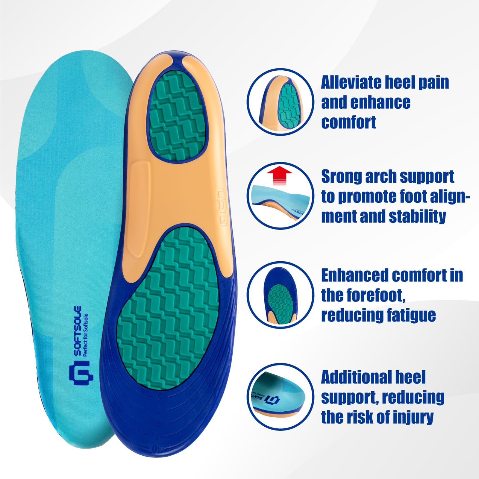 GED Running Insoles for Men - GED Sports Inserts for Plantar Fasciitis Relief, Arch Support for Runners and Athletics - Orthotic Inserts for Stability and Cushioning, Minimize Foot Fatigue US 9-9.5