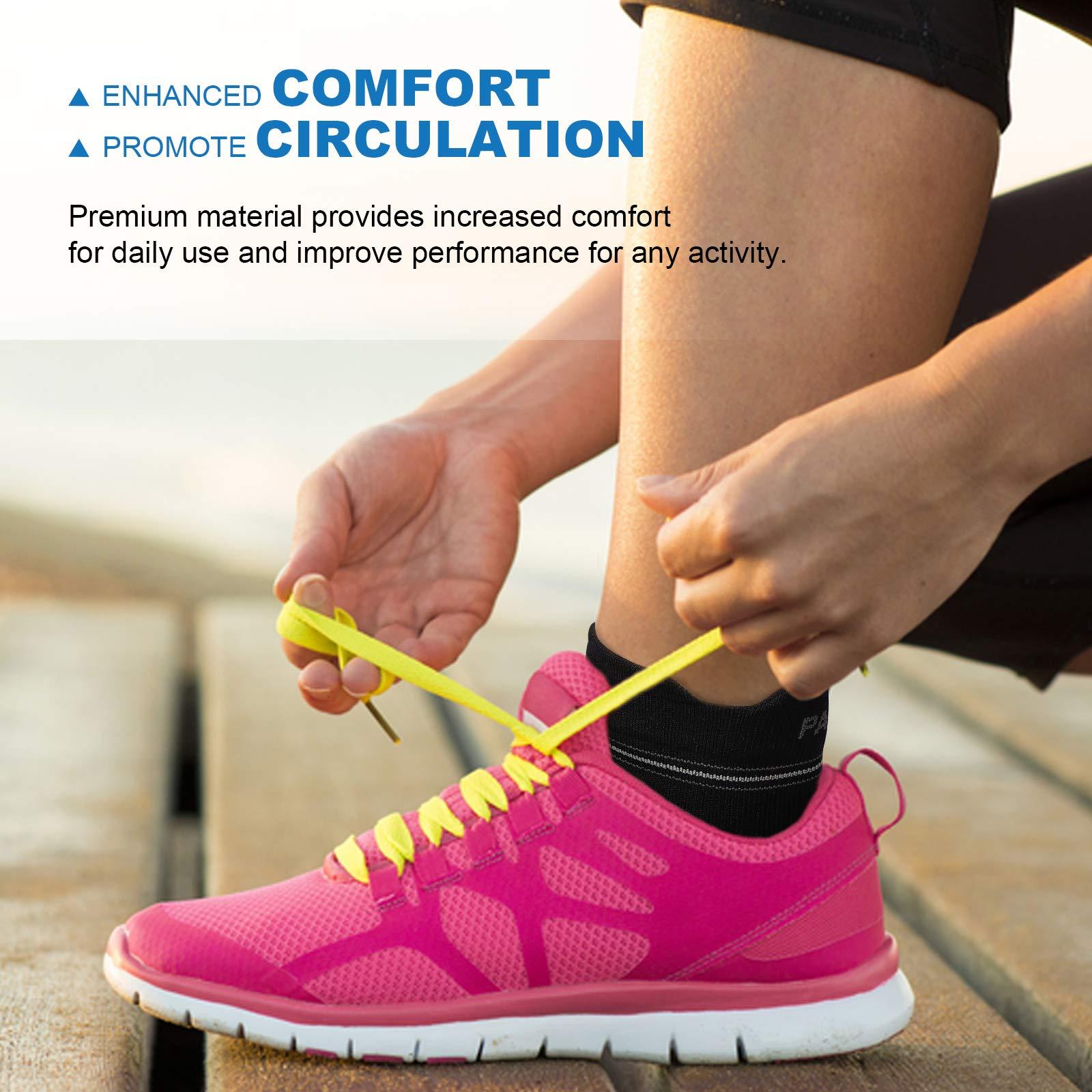 PAPLUS Plantar Fasciitis Sock (6 Pairs) for Men and Women, Compression Foot Sleeves with Arch and Ankle Support (Black, Medium)