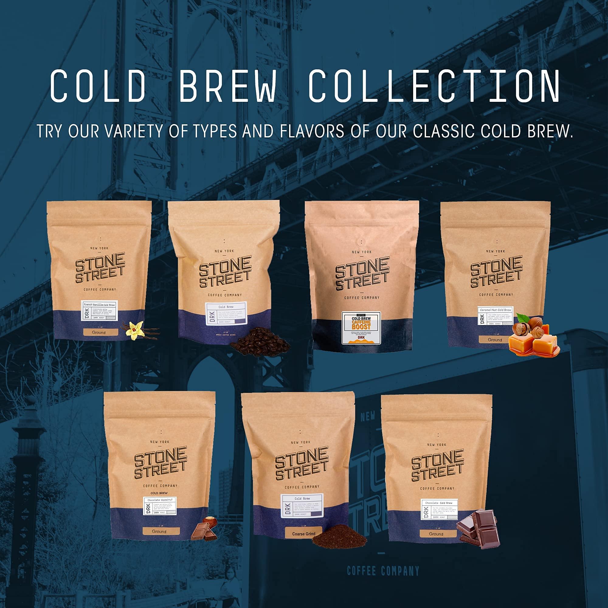 STONE STREET COFFEE COMPANY Stone Street Cold Brew Decaf Coffee, Swiss Water Process, Low Acid, 100% Arabica, Gourmet Coffee, Coarse Ground, Medium Roast, 1 LB