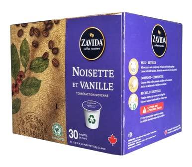 Zavida Zavida Hazelnut Vanilla Medium Roast Coffee, K-Cups, 30 Count, 330g/11.64 oz. Box (Imported from Canada)