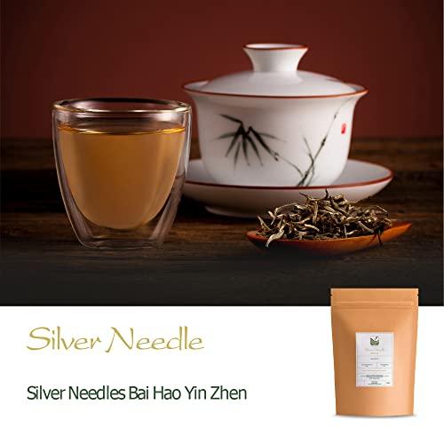 Valley of Tea Silver Needle White Tea - 100 Procent Pure Buds - Baihao Yinzhen Chinese Silver Tip Bai Hao Yin Zhen - White Tea Silver Bai Hao Yin Zhen Tea White Needle Tea Silver Needle Tea Bai Tea White Tip 40g