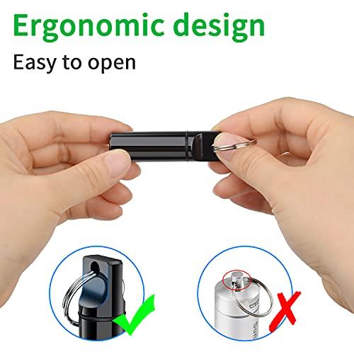 TecQach Small Pocket Pill Box Keychain, Aluminium Alloy Portable Mini Pill Organizer Case Container for Purse, Waterproof Metal Pill Holder Medicine Bottle for Outdoor Camping Travel (Red)