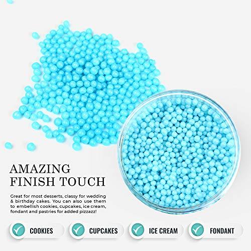 O'CREME O'Creme Blue Edible Sugar Pearls Cake Decorating Supplies for Bakers: Cookie, Cupcake & Icing Toppings, Beads Sprinkles For Baking, Certified, Candy Sugar Ball Accents (4mm, 8 Oz)