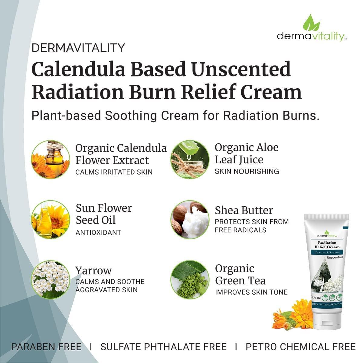 UltimateVitality UltimateVitality Unscented Radiation Burn Relief Cream Calendula Cream for Radiation Patients, Natural, Organic, Paraben, Pthalate Free - 6 Ounces