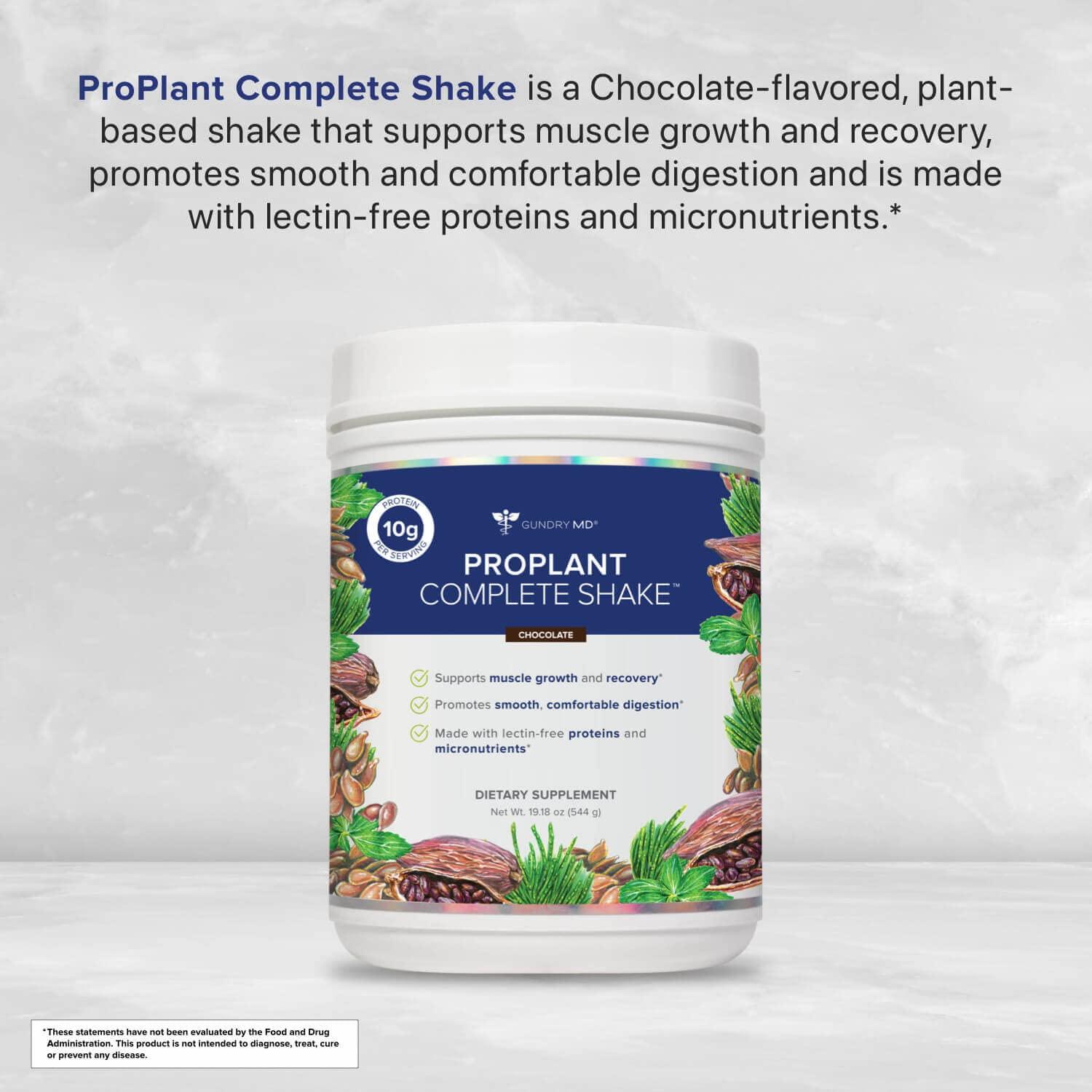 Gundry MD Gundry MD Pro Plant Complete Shake High-Fiber Plant Protein Blend, 20 Servings (Chocolate)