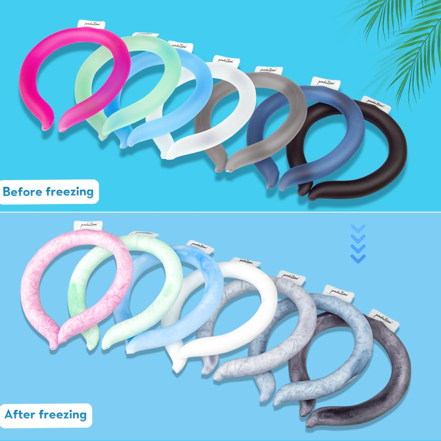 Padutson 2PCS Neck Cooling Tube, Reusable Ice Neck Cool Ring Wearable Body Cooling Products for Indoor Outdoor, Neck Coolers for Hot Weather