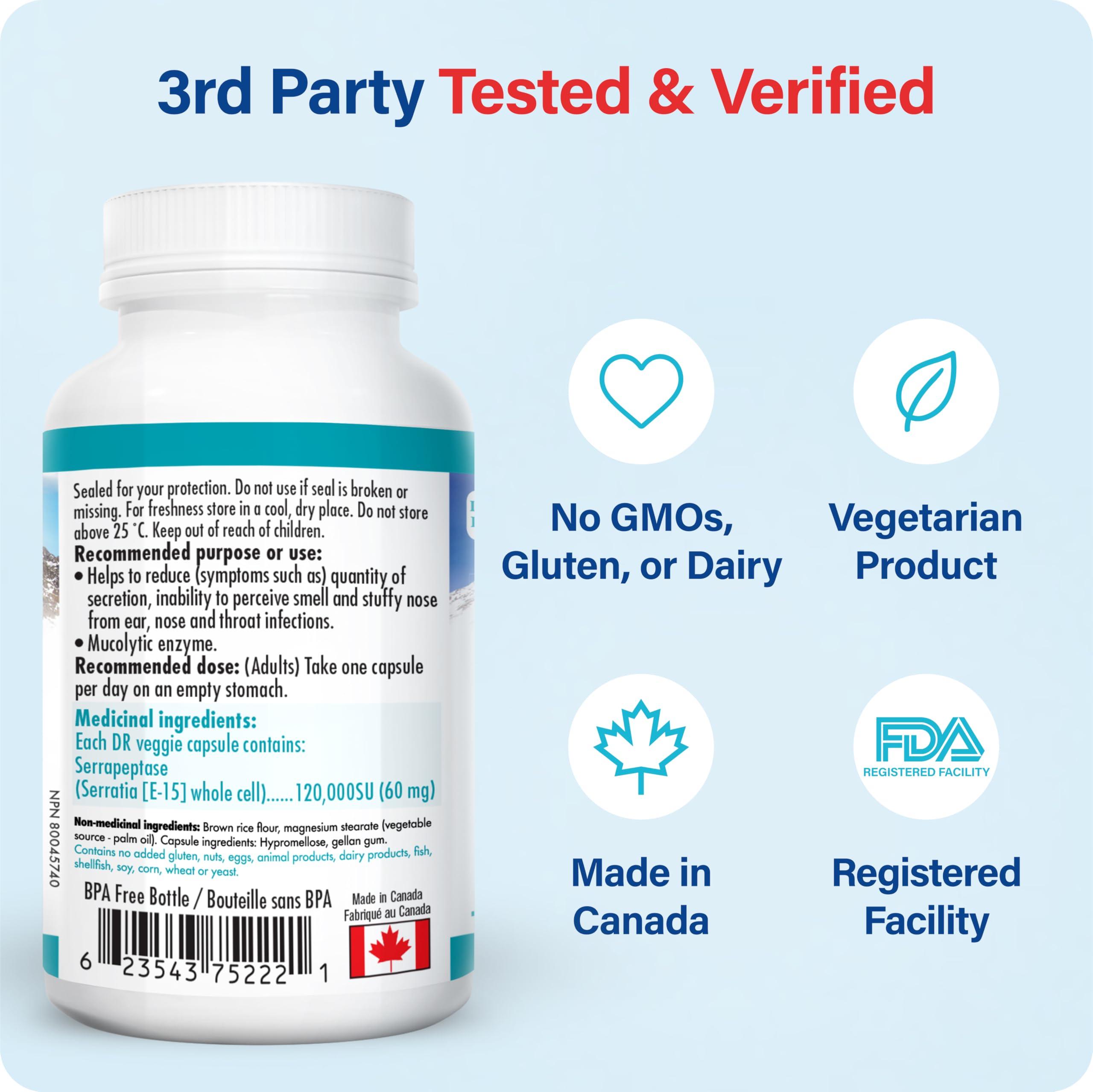 Bio Absorb Nutraceuticals BioAbsorb Serrapeptase Supplement 120000 SPU, High Potency, Delayed Release