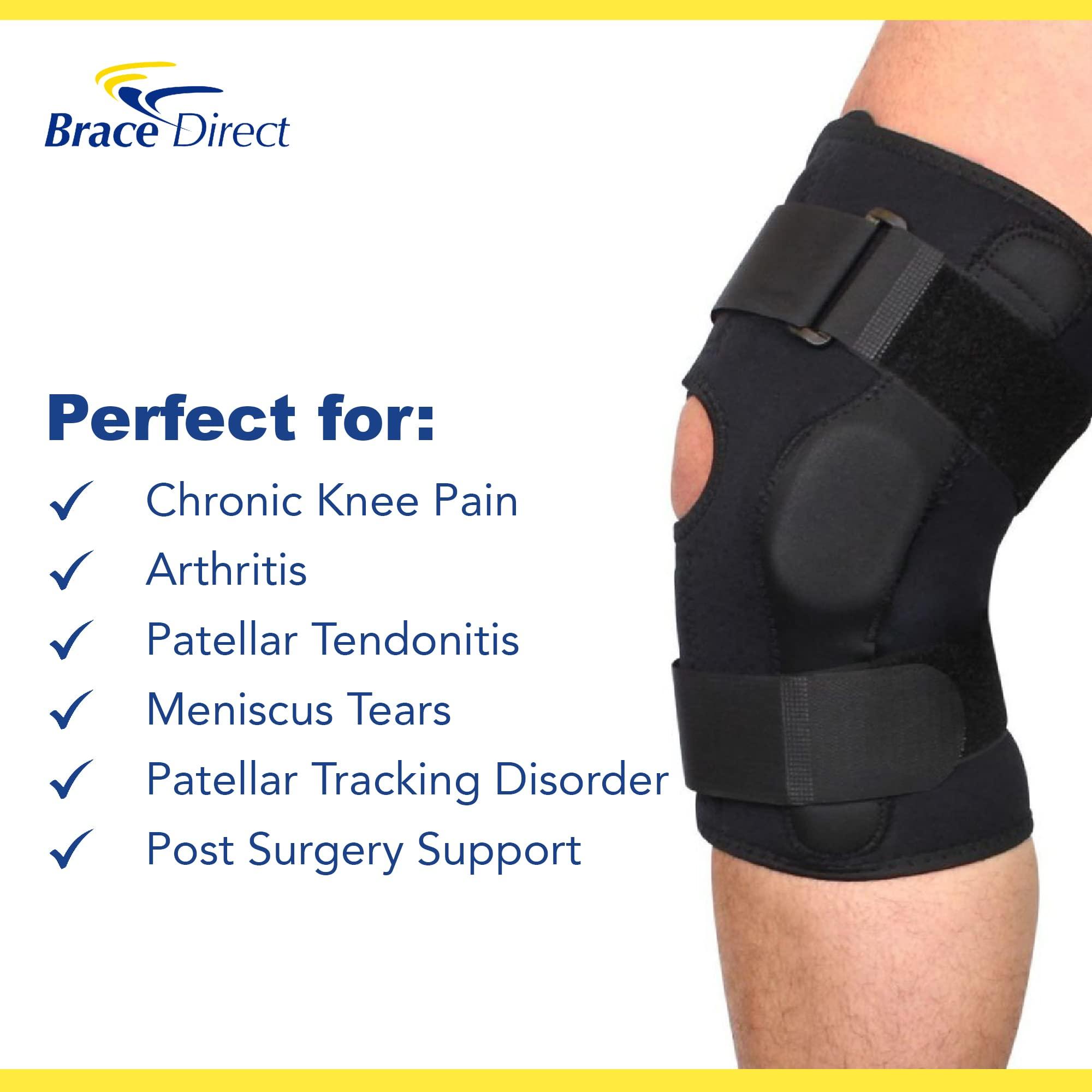 Brace Direct Brace Direct Internal Deluxe Hinged Knee Brace for Knee Pain with Adjustable Compression Wrap & Open Patella -Range of Motion Stabilizer Helps Joint Pain, Meniscus Tears, Arthritis, ACL, PCL & MCL