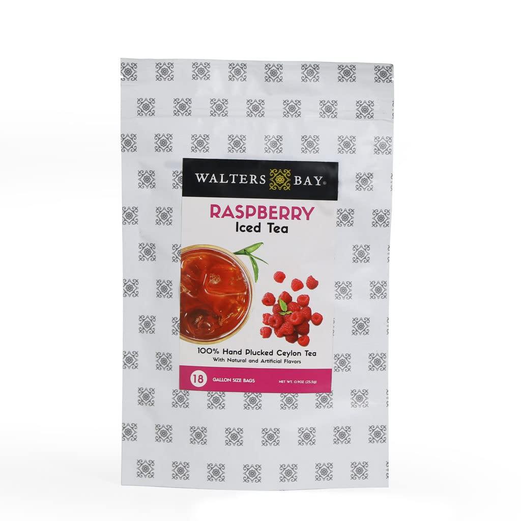 Walters Bay Walters Bay Raspberry Iced Tea, 18 Count, Gallon Sized Tea Bags, Wholesale Ceylon Tea, Unsweetened, Raspberry Flavored, 100% Hand Plucked, Black Tea