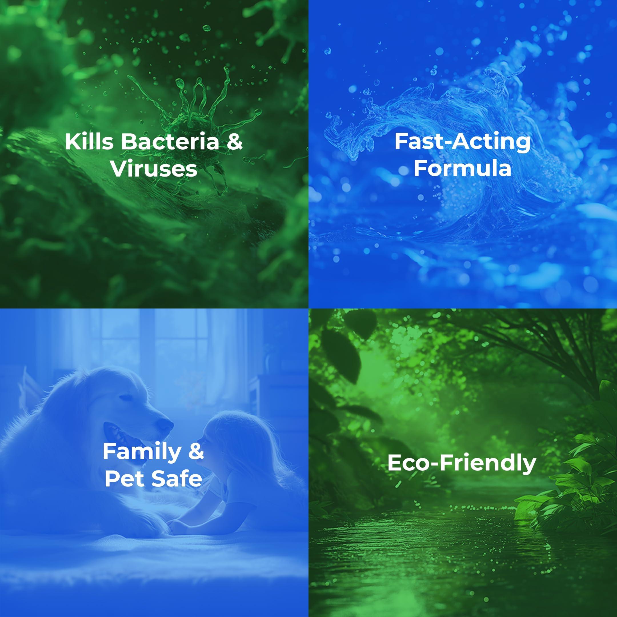 PURE GREEN 24 PureGreen24 Safe & Effective Disinfectant. Kills Deadly Germs including RSV COVID-19 Norovirus MRSA Staph 2025 flu Contains no toxic chemicals odorless child & pet safe 1 gallon bottle ready to use