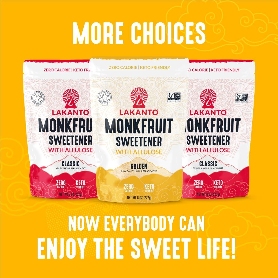Lakanto Lakanto Golden Monk Fruit Sweetener With Allulose, Raw Cane Sugar Substitute From Monk Fruit Extract, Brown Sugar Replacement for Baking, Coffee & Tea, Gluten Free, Low Carb, Non GMO, Keto, 3 LB Bag