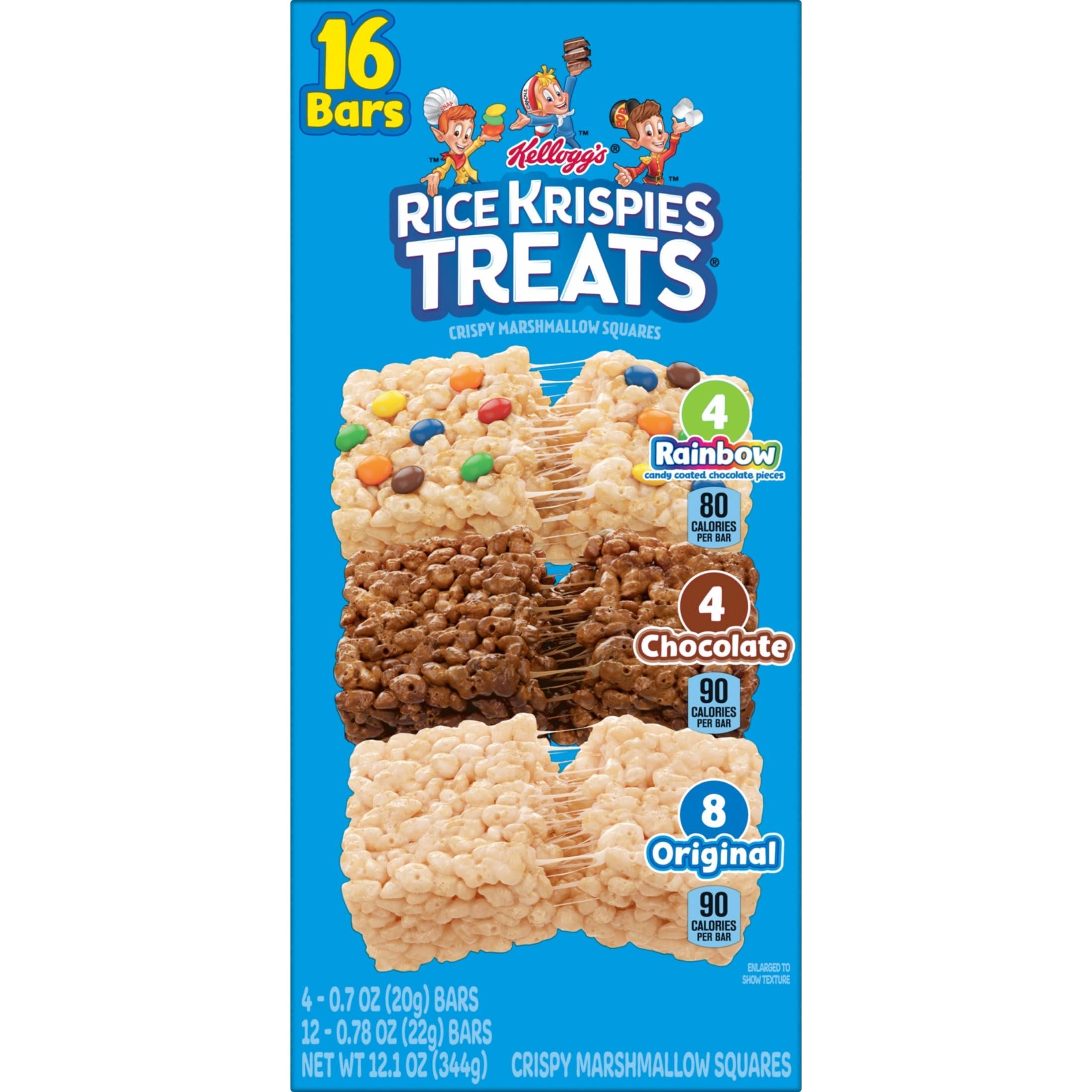 RICE KRISPIES TREATS Rice Krispies Treats Crispy Marshmallow Squares, Kids Snacks, Cereal Bars, Variety Pack, 12.1oz Box (16 Bars)