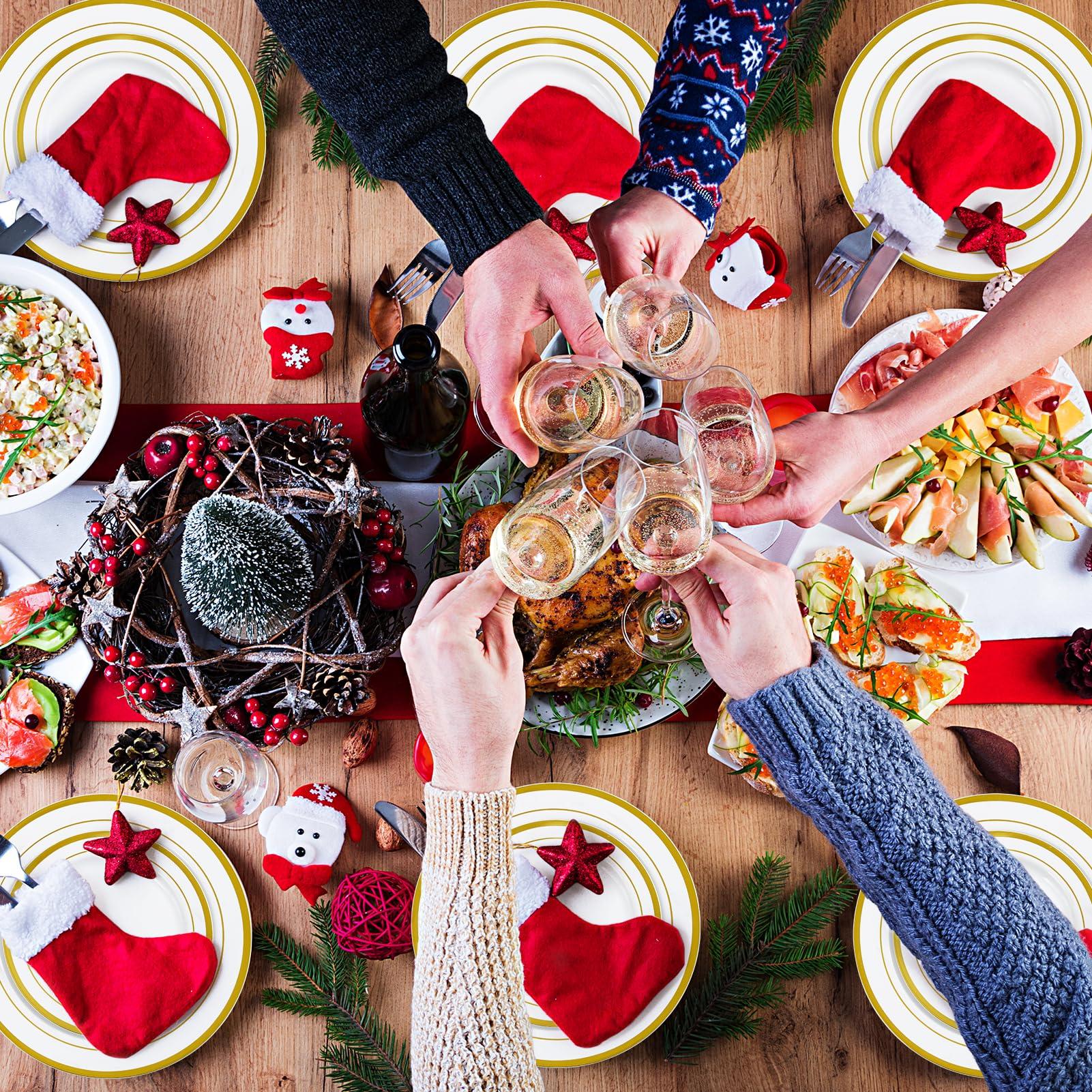 JollyPack Gold Plastic Plates 100 Pack with 10 in Dinner Plates 50 Pack, 7 in Salad Plates 50 Pack and 9 OZ Plastic Cups 300 Pack