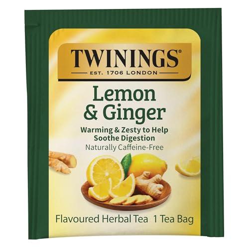 Twinings Twinings Lemon & Ginger Herbal Decaffeinated Tea Bags, 1.32 Oz, Box Of 25