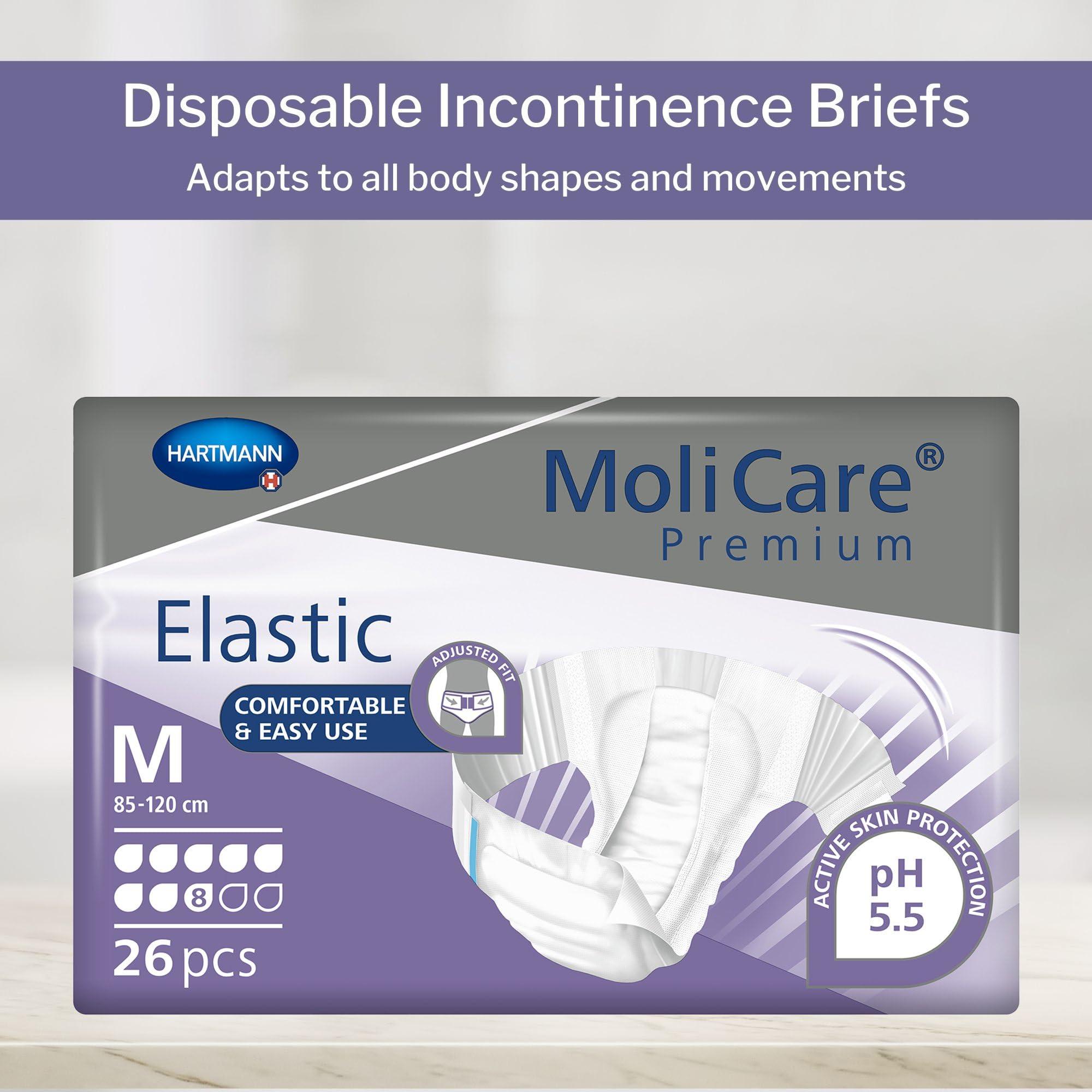 HARTMANN H MoliCare Premium Incontinence Brief, 8D - Heavy Absorbency Adult Diaper with Refastenable Tabs - Unisex, Size Medium, 26 Count, 1 Pack