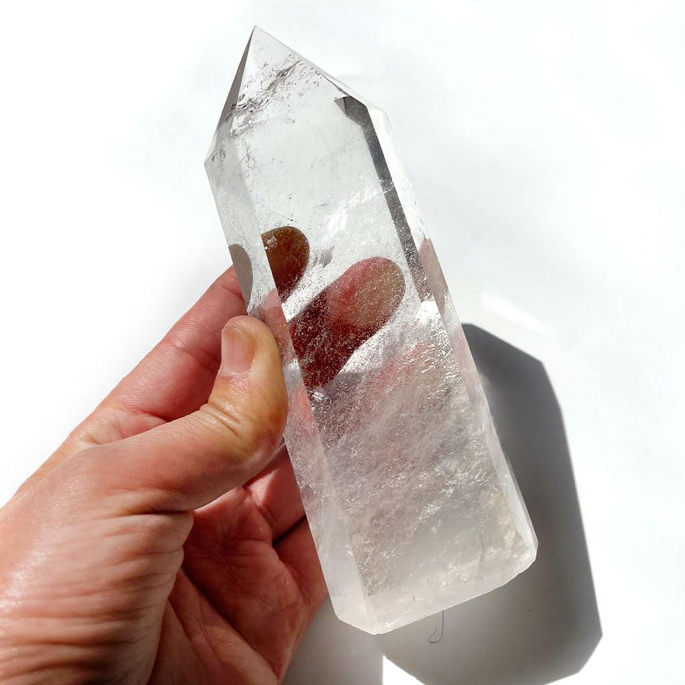 MDYSC Big Natural Crystal Large Clear Quartz Point Lemurian Seed Crystal Healing Obelisk Home Decor (5-6inch)