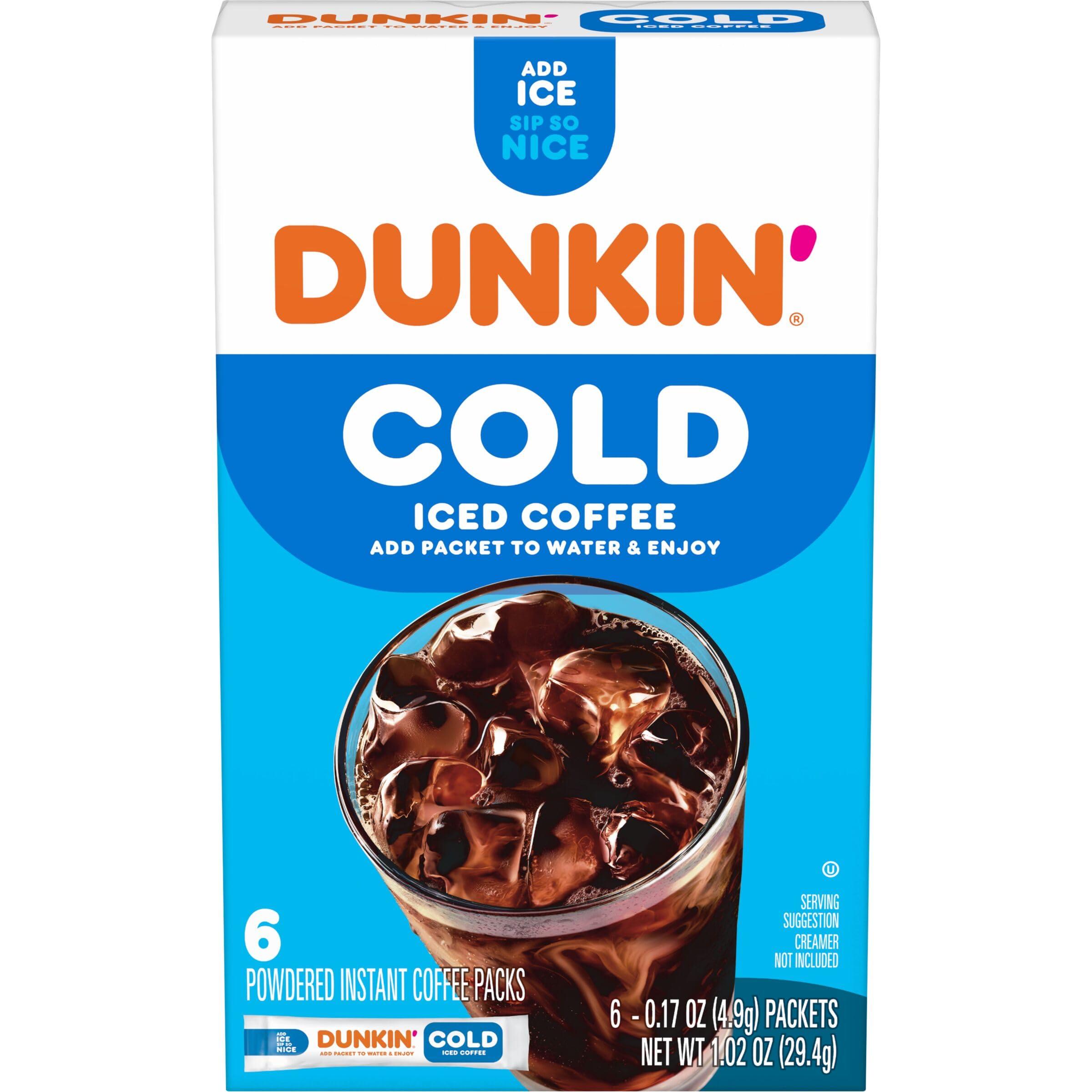 Dunkin\' Dunkin\' Cold Powdered Single Serve Instant Coffee Packs, 6 Count