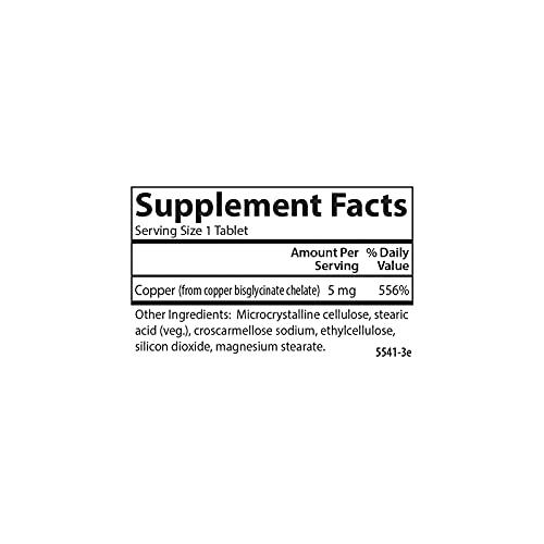 Carlson Carlson - Chelated Copper, 5 mg, Superior Absorption, Cardiovascular Health, Nerve Function & Immune Support, 100 Tablets