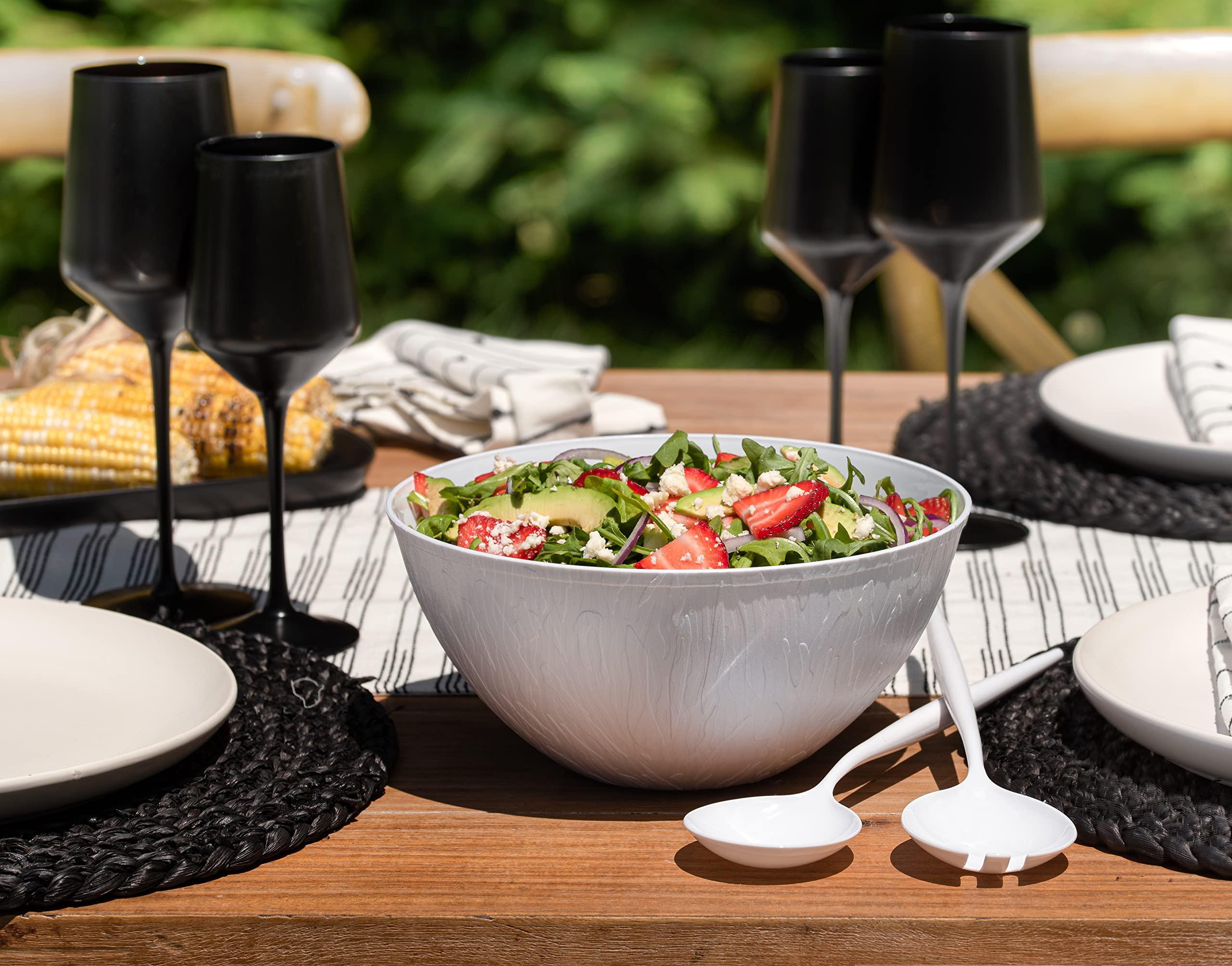 Posh Setting Plastic Serving Bowls Large Disposable White Serving Bowl Snack Bowls for Parties Disposable Plastic Chip Bowls for Parties, Buffet, Catering, Display or Salad Bar [5 Pack - 96 oz]