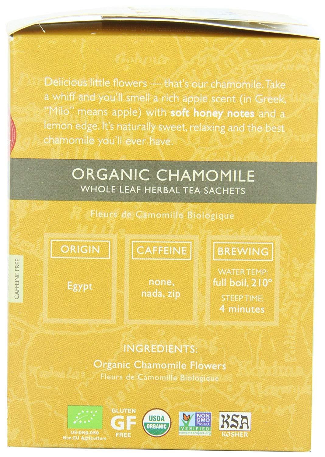 TWO LEAVES AND A BUD Two Leaves and a Bud Organic Chamomile Tea Bags, Naturally Caffeine Free, Whole Leaf Herbal Chamomile Tea in Compostable Sachets, 15 Count (Pack of 6)