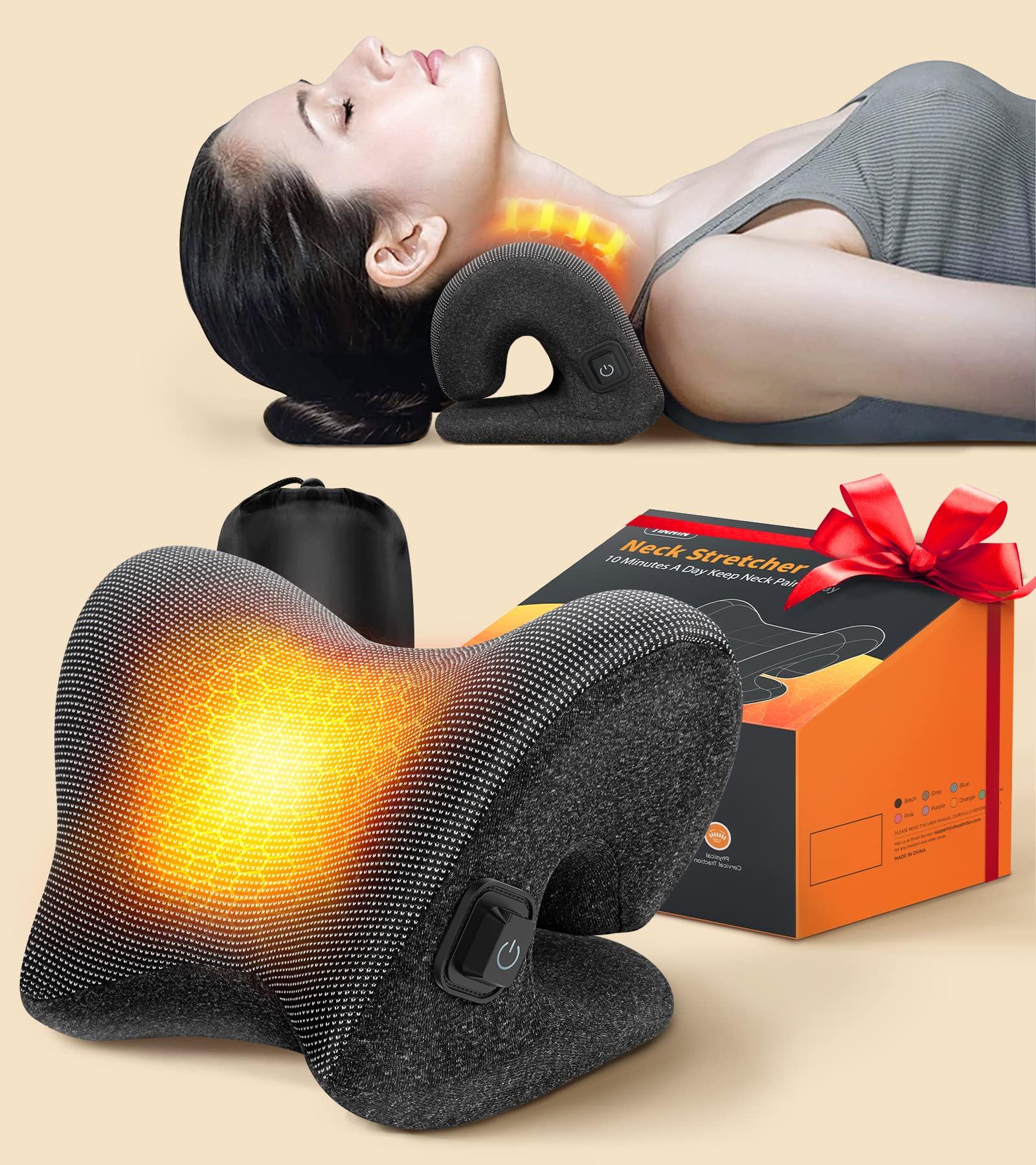 TINHIN Tinhin 3S Heated Neck Stretcher for 9X Pain Relief, 3X Larger Graphene Heating Area w/Magnetic Therapy Case, Cervical Traction Device Pillow, Neck and Shoulder Relaxer Support for TMJ Spine Alignment