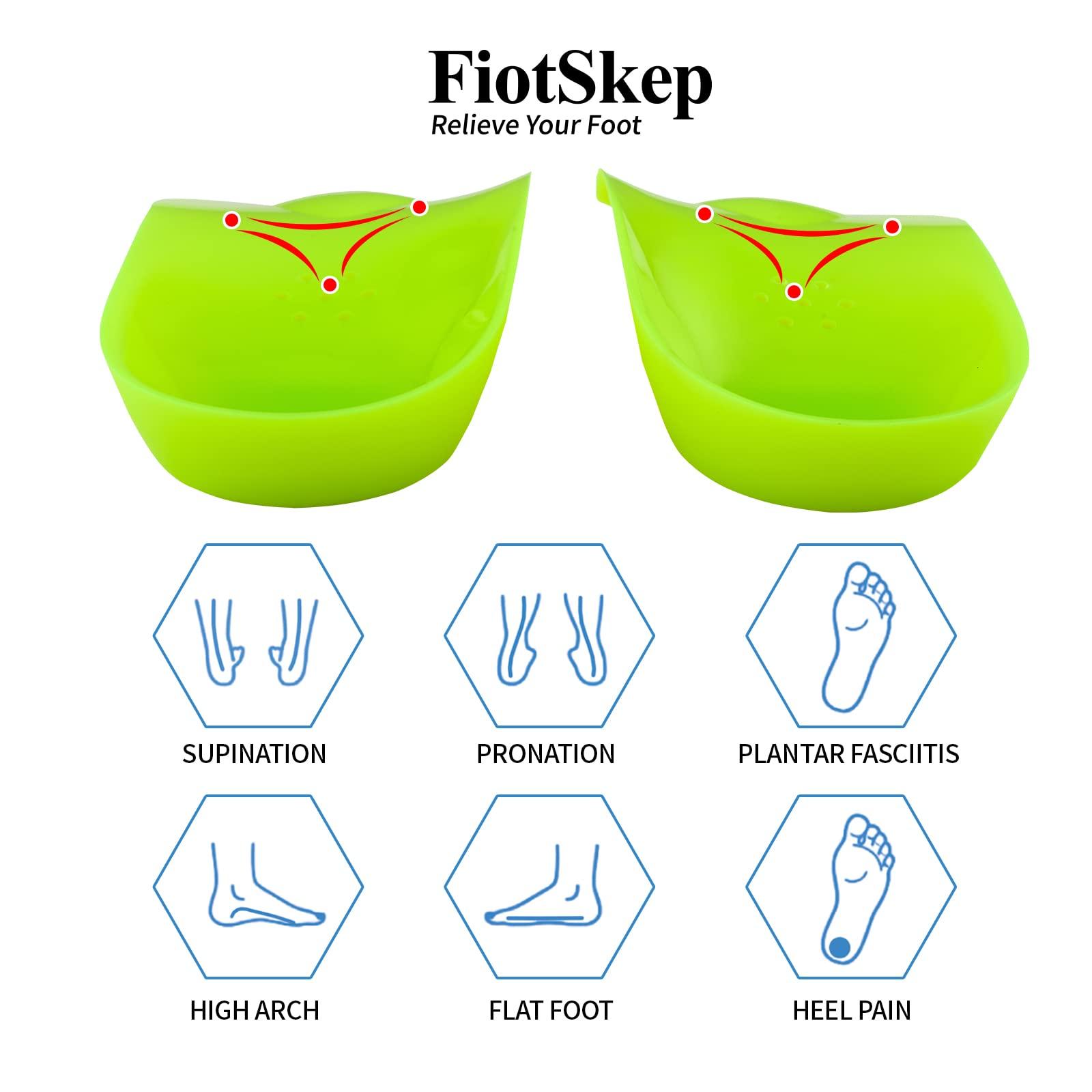 FiotSkep FiotSkep 3/4 Original High Arch Inserts Firm Orthotics for Plantar Fasciitis Flat Feet Over-Pronation, Comfort Metatarsal Pad Support Insoles Relief Heel Spur Pain