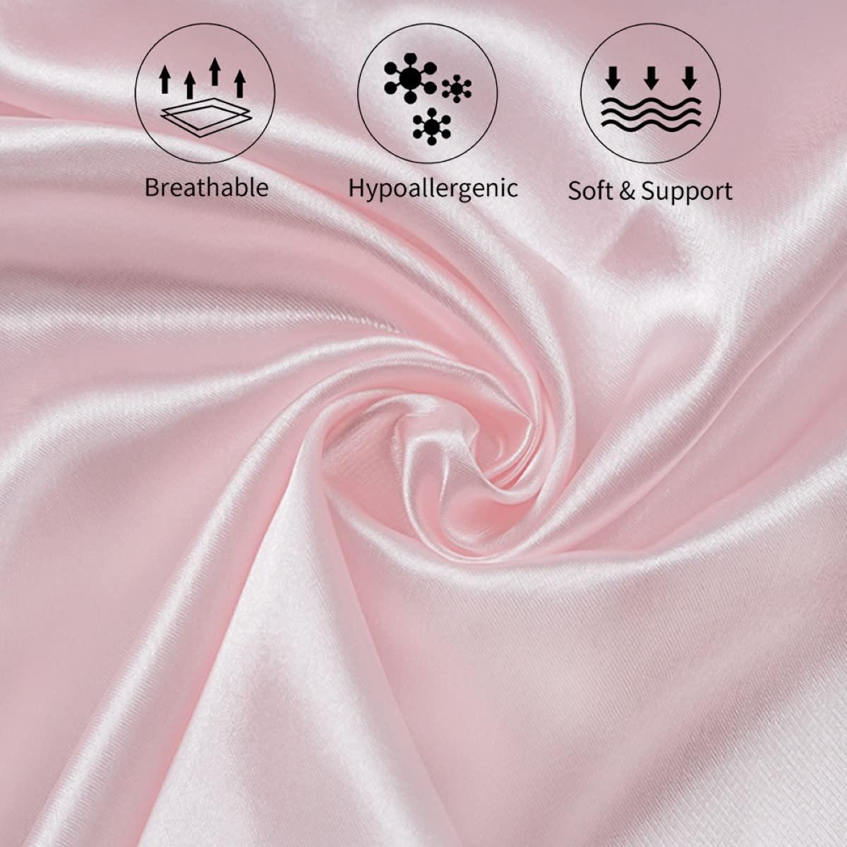 Laviz Pink Sleep Masks for Women with Elastic Headband, Soft Eye Masks, Lightweight Comfortable Blindfold, Silk Eye mask